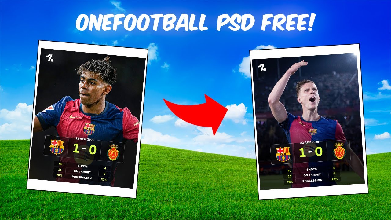 Free PSD 💥 | OneFootball Design 🟢 | Tutorial (Stats Full-Time)