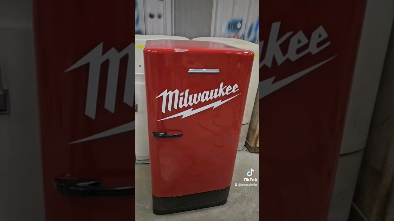 Milwaukee themed vintage refrigerator