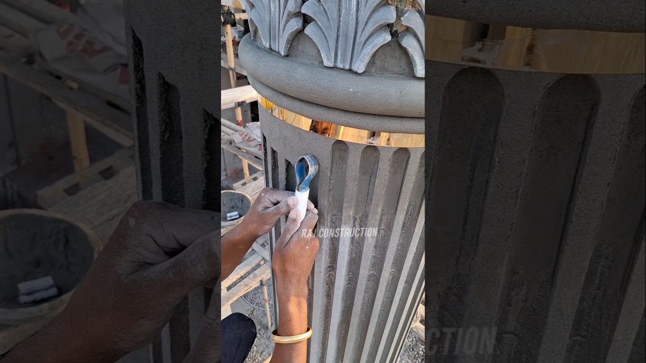 An easy way to make designs on a round pillar,गोल पीलर पर डिजाइन बनाने का आसान तरीका