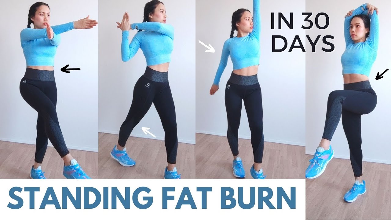 FULL BODY STANDING FAT LOSS, get flat abs in 30 days, no jumping, knee friendly