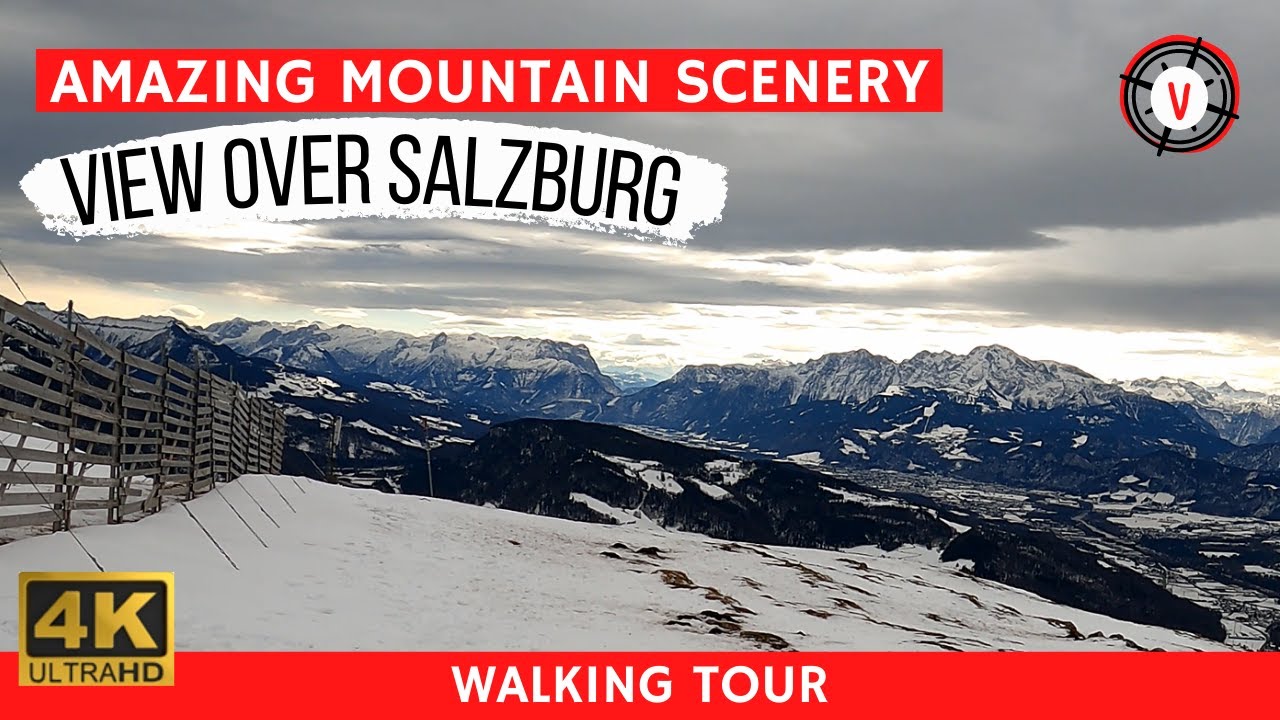 Gaisberg Salzburg Austria ❄ Amazing light dances in the clouds 🌪(4K Virtual Walking Tour)