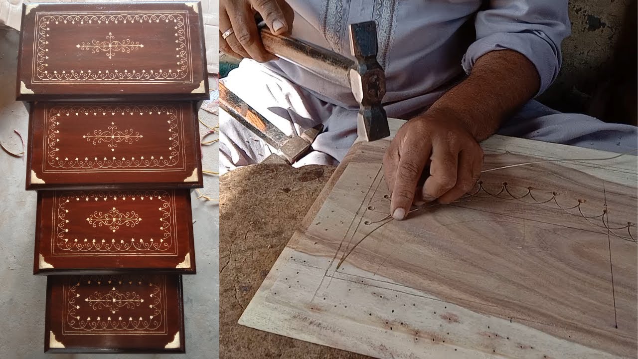 Brass Inlay in wood | Watch How this table Is transformed with incredible brass work
