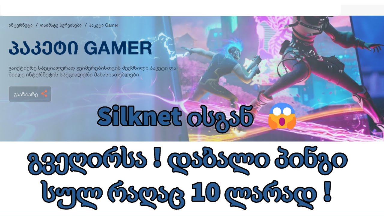 პაკეტი GAMER სილქნეთისგან ! სულ რაღაც 10 ლარად !