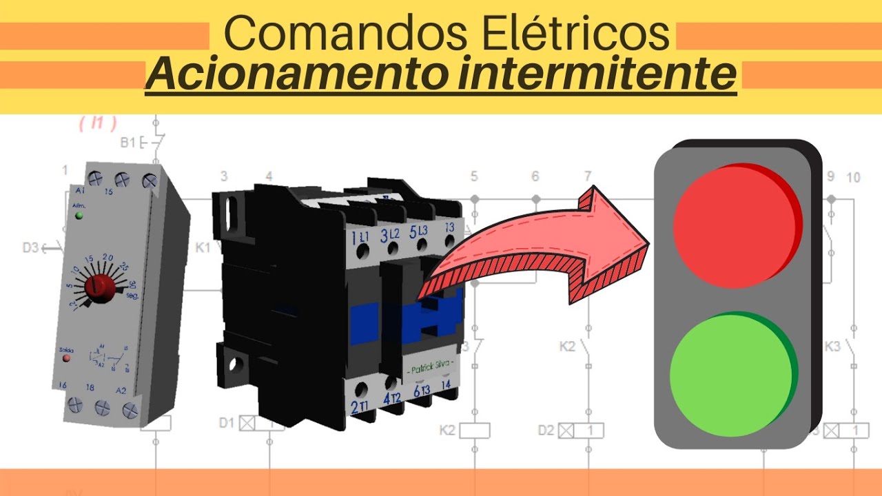 Comandos elétricos - Acionamento INTERMITENTE DE ILUMINAÇÃO com contatores.