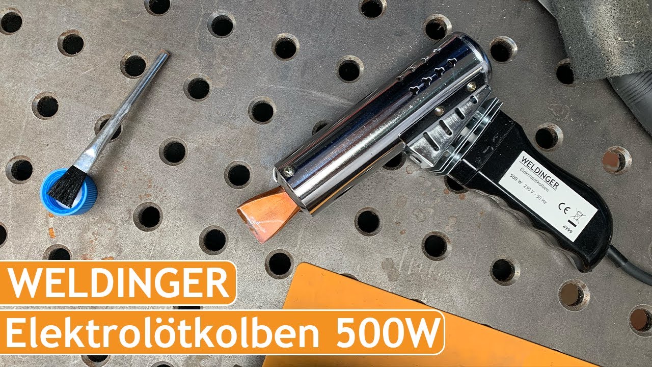 WELDINGER Elektrolötkolben 500 W | 300 g Kupferspitze | bis 600°C | Dachrinne löten/Bleche verbinden