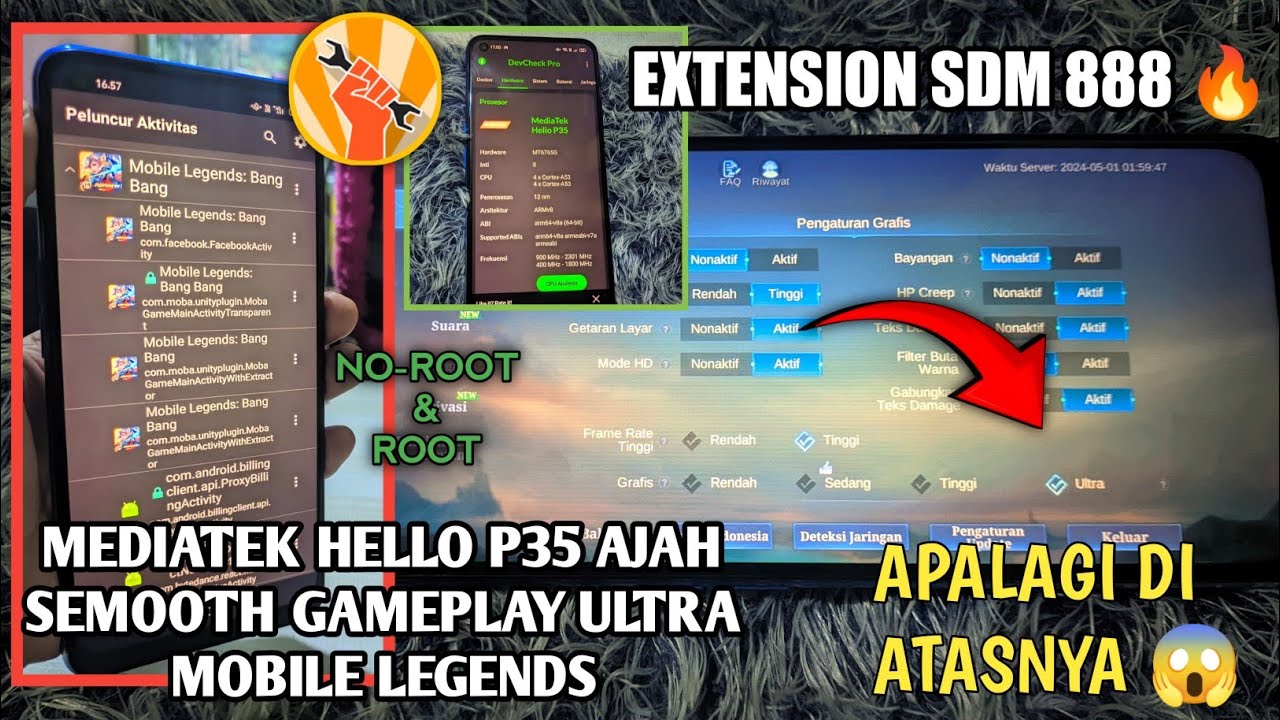 Mediatek Helio P35 Semoot Parah gameplay ML- support ultra dengan GL tools no root 2024 auto kenceng