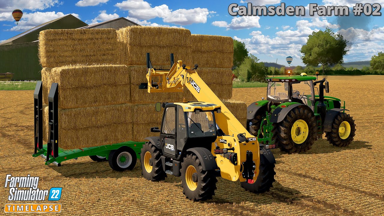 Harvesting Barley & Baling Straw. Starting Hauling Bales🔸Farming Simulator 22🔸Calmsden Farm #02🔸4K