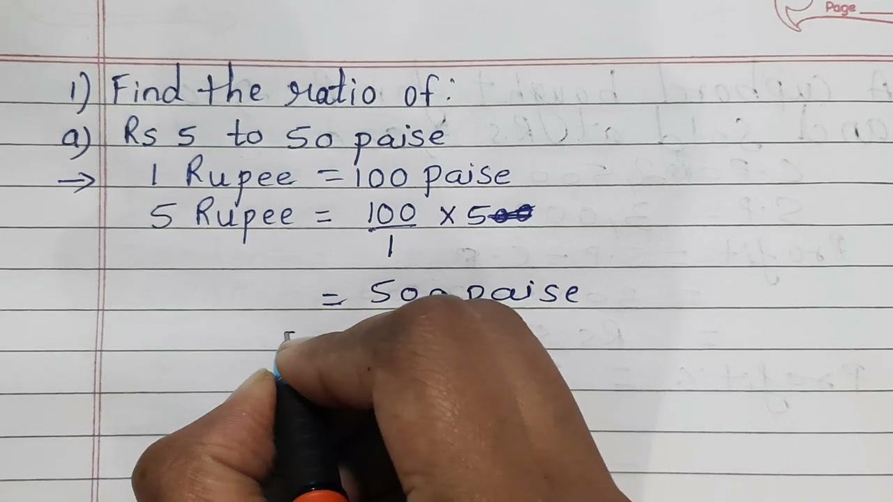 Find the ratio of rs 5 to 50 paise | class 7th maths 