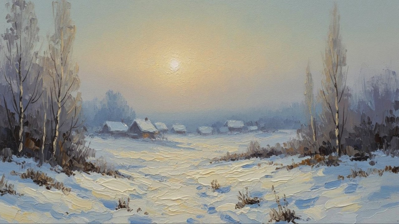 Art for Screen with Music 4K – Calm Classical Winter Art Ambience