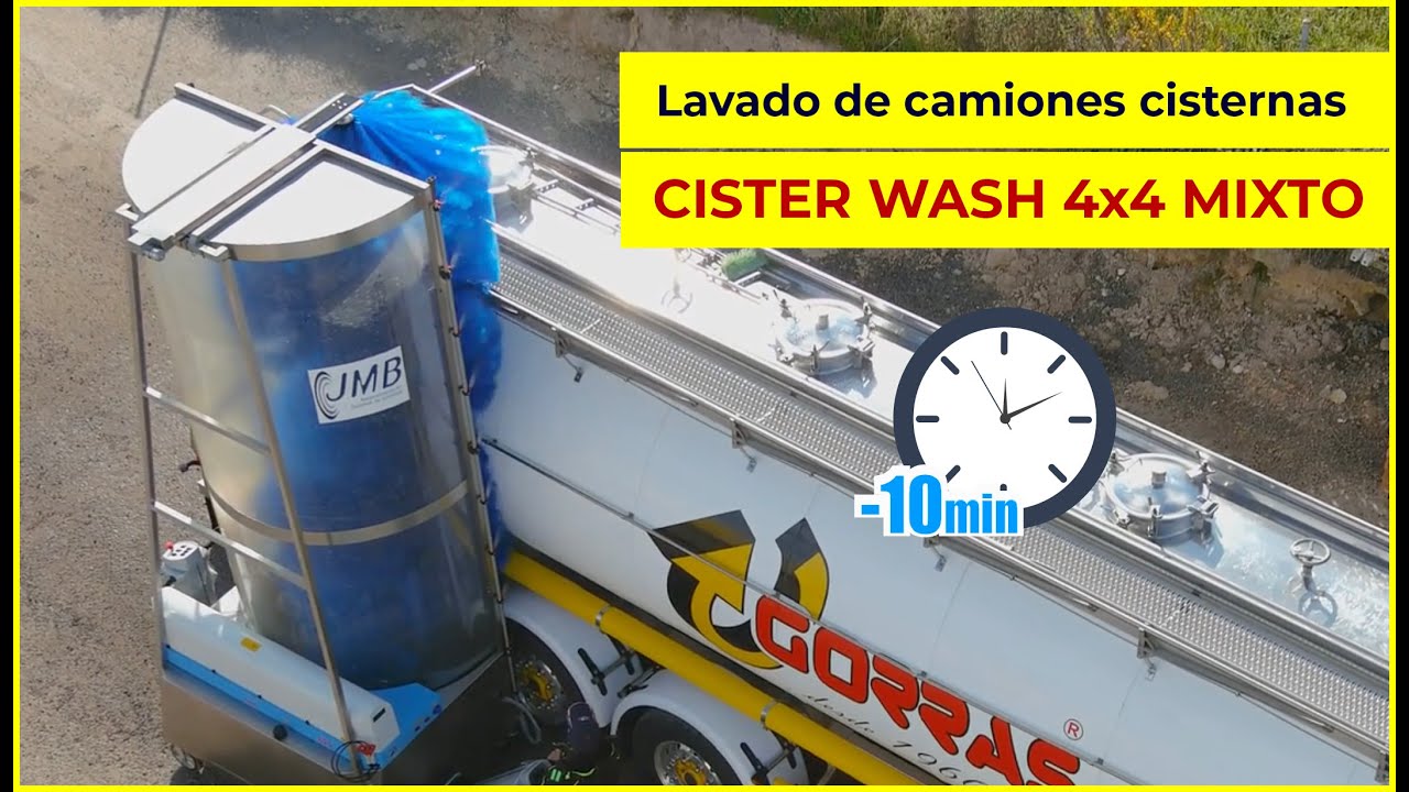 Lavado de camiones cisternas con monocepillo baterias 4x4