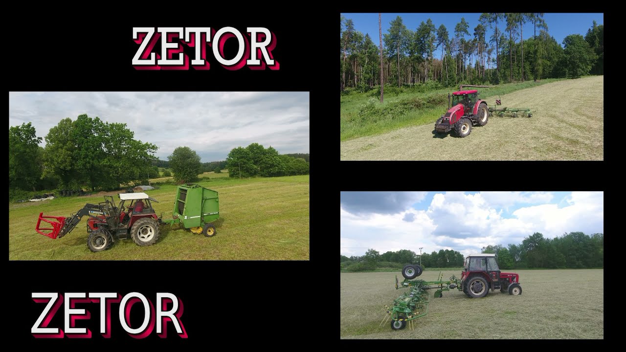ZETORY - LISOVÁNÍ SENÁŽE A OBRACENÍ SENA /  ZETOR 7045, ZETOR FORTERRA 9641, ZETOR 7211.