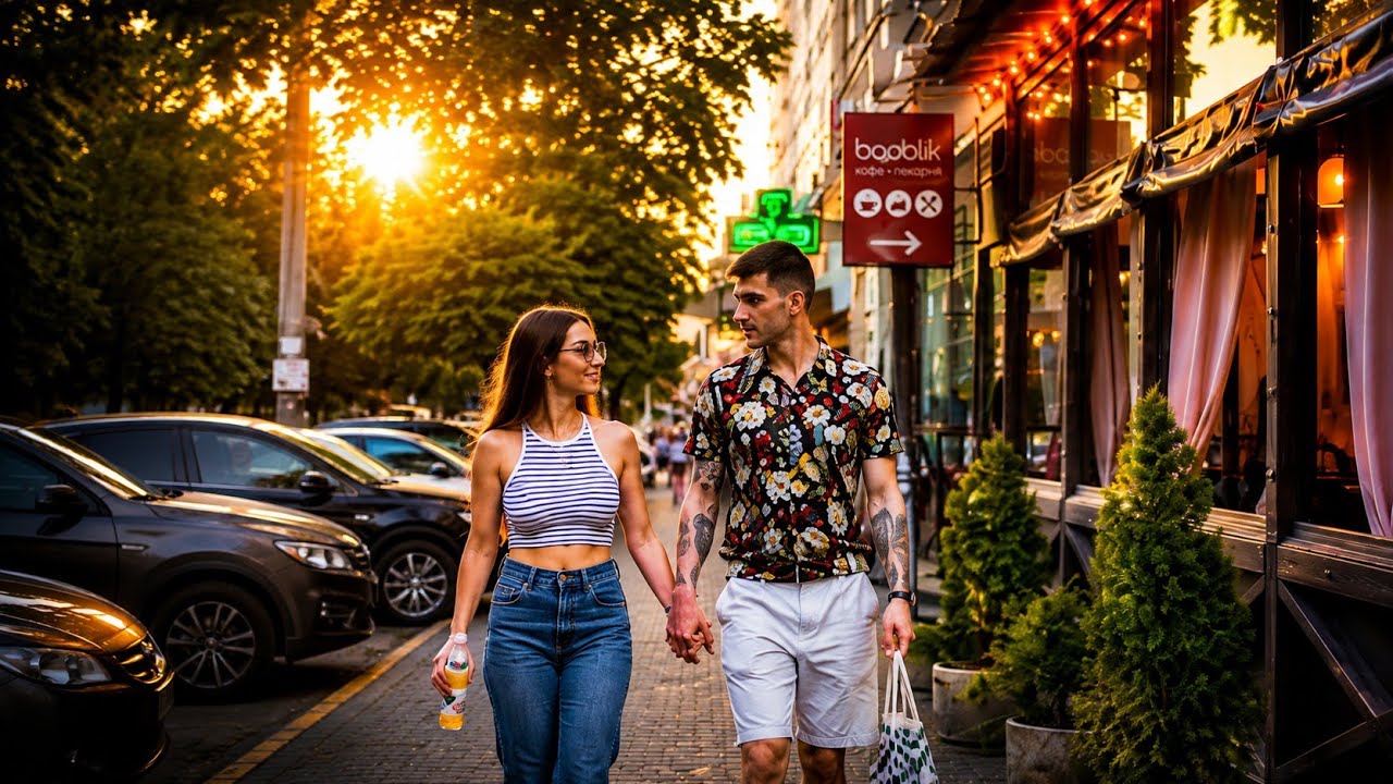 Odesa Summer Sunset Walk | Green Streets in 4K