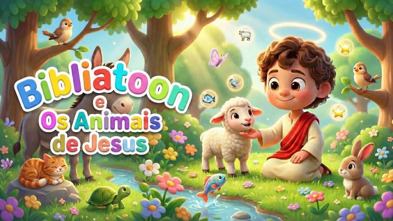 Os Animais de Jesus 🐑🐦🐟 Música Gospel Infantil com Amor | BIBLIATOON