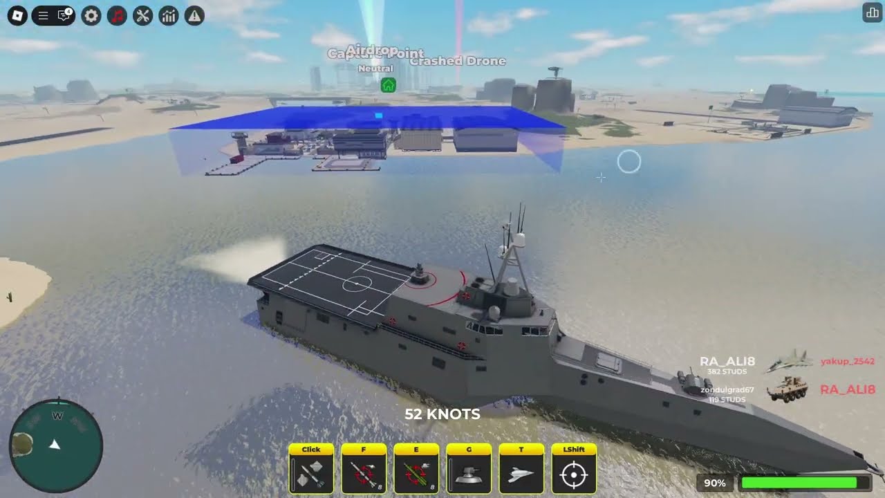 Destroying server with the USS Independence in War Tycoon