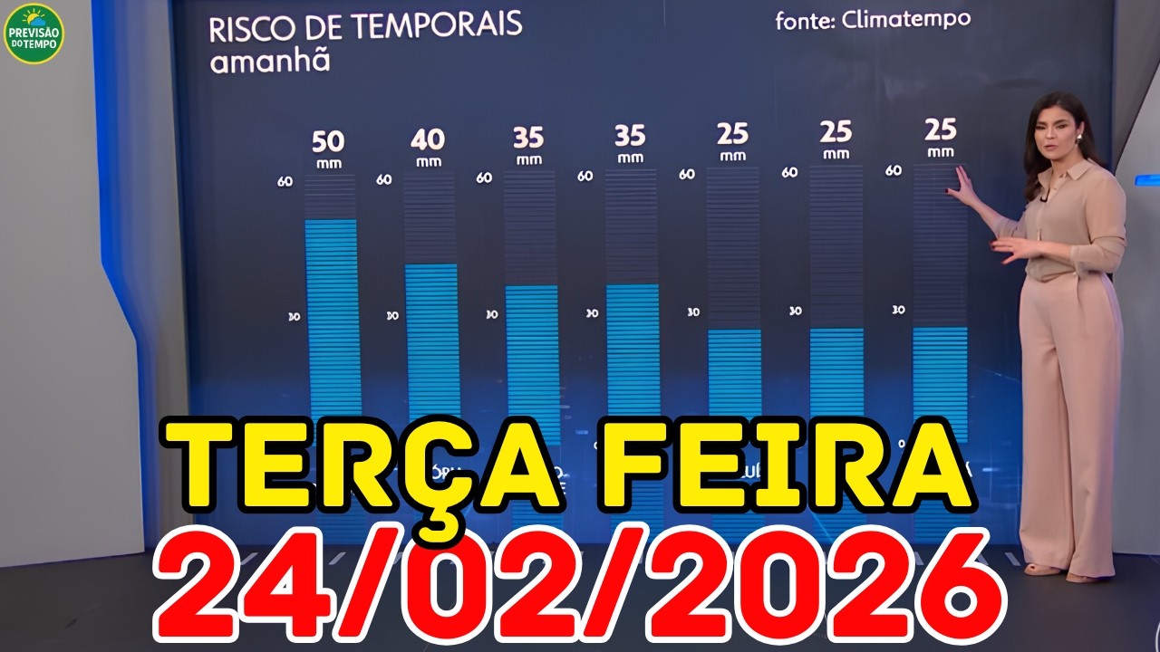 TER&Ccedil;A CHUVOSA: Temporais atingem quase todo o Brasil | Previs&atilde;o do Tempo Jornal Nacional 24/02
