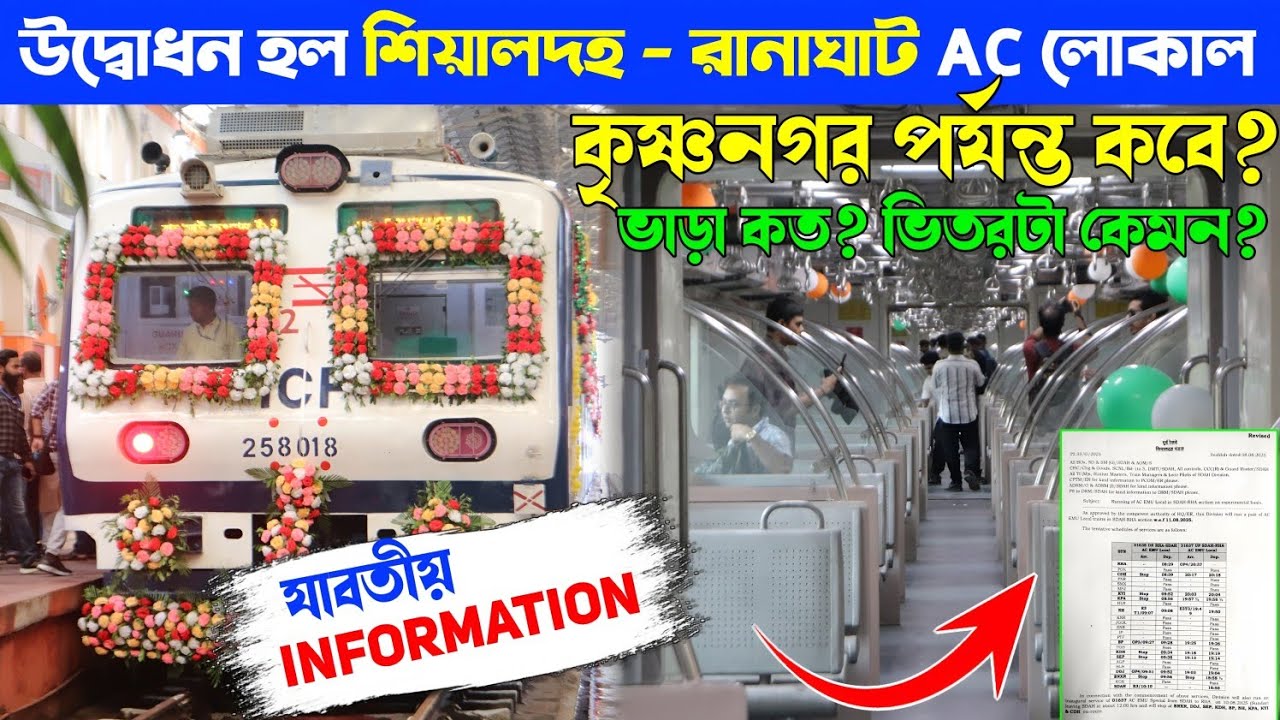 Sealdah Ranaghat Ac local Train || interior || Ticket price 
