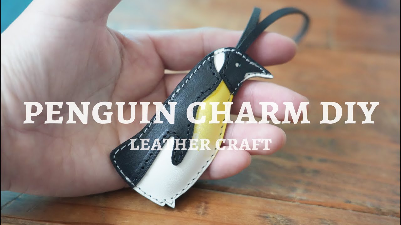 【本革ペンギンチャームDIY】かわいいペンギンのバッグチャームをレザーで作る / How to make a Penguin Charm ★ レザークラフト / leather craft