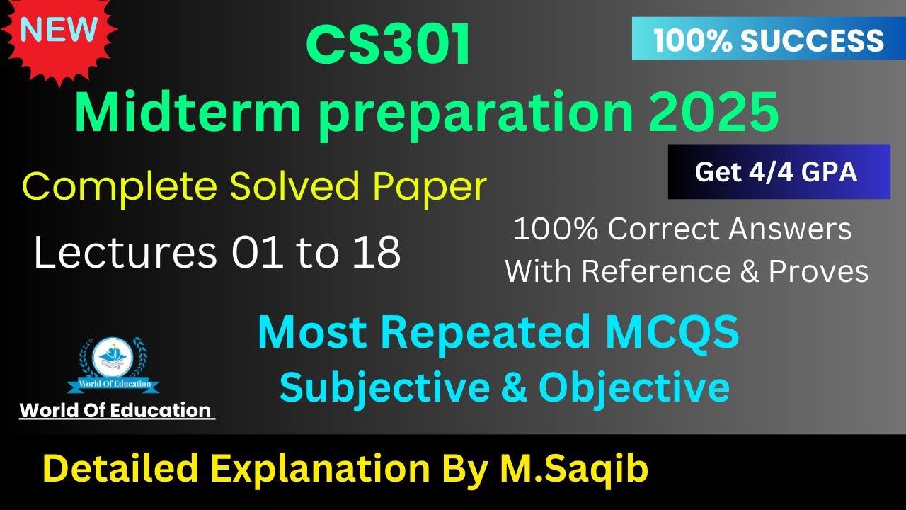 cs301 Midterm preparation 2025 | cs301 midterm preparation | cs301 midterm subjective | cs301