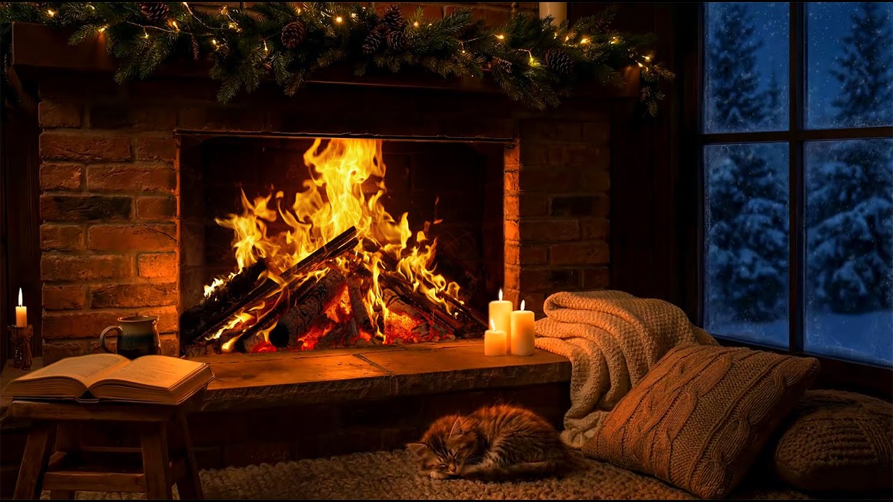 You Sit by the Fireplace with a Book as Winter Night Outside Feels Calm and Silent 🔥📖❄️