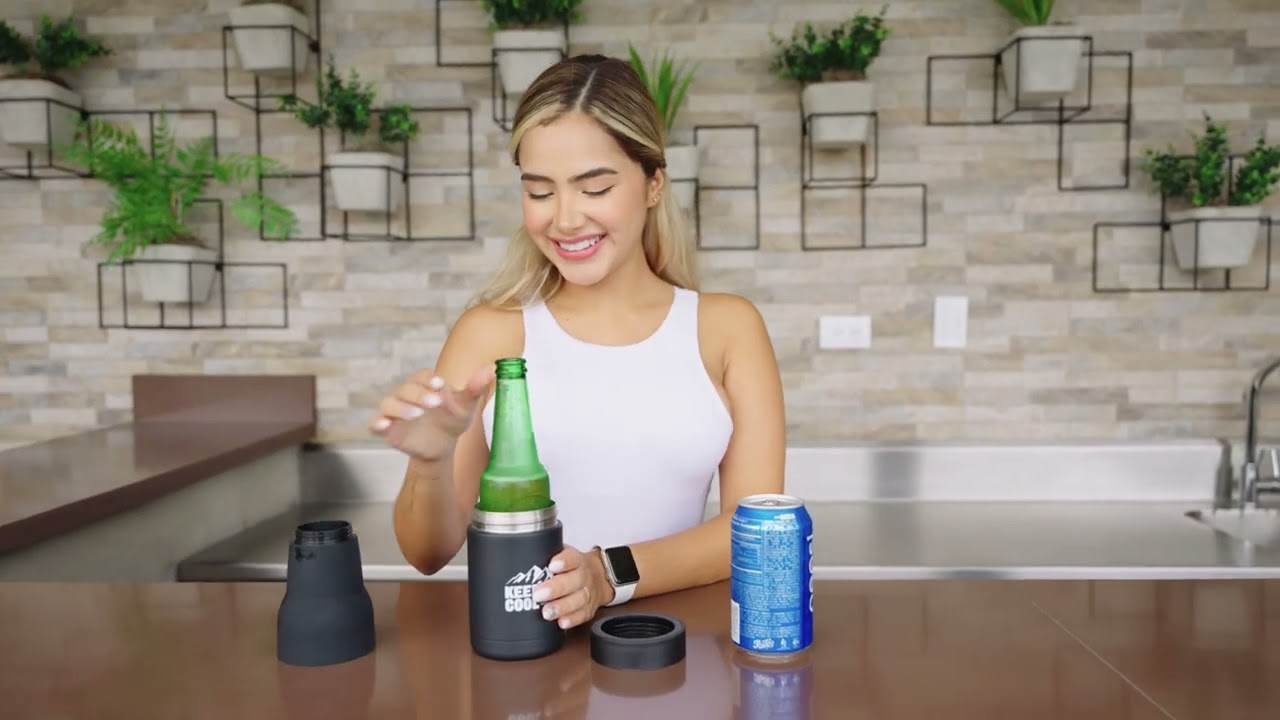 Vacuum Insulated Beer Bottle & Can Cooler With Beer Opener