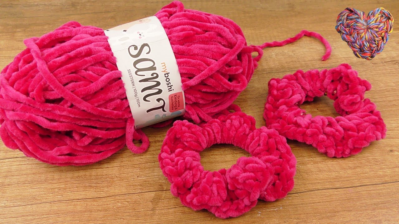 Haargummi H&auml;klen | 90er Scrunchie DIY | Samt Haarband selber machen | Super einfach