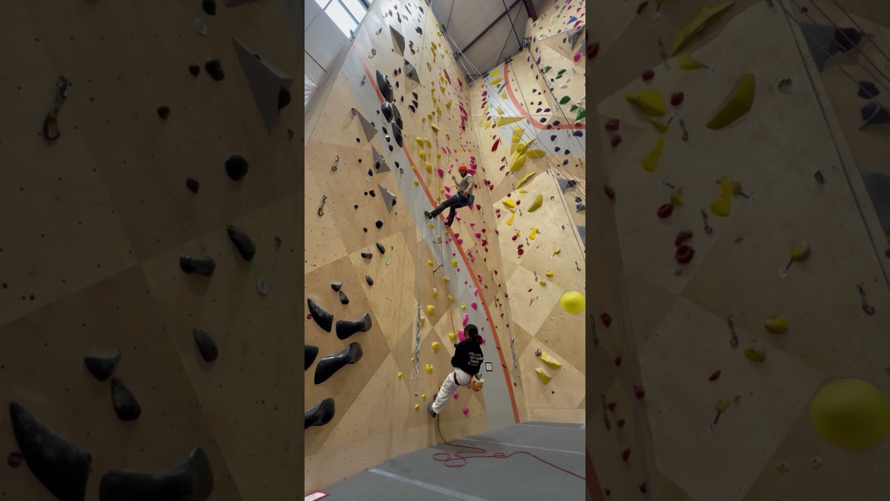 Taking lead climbing falls