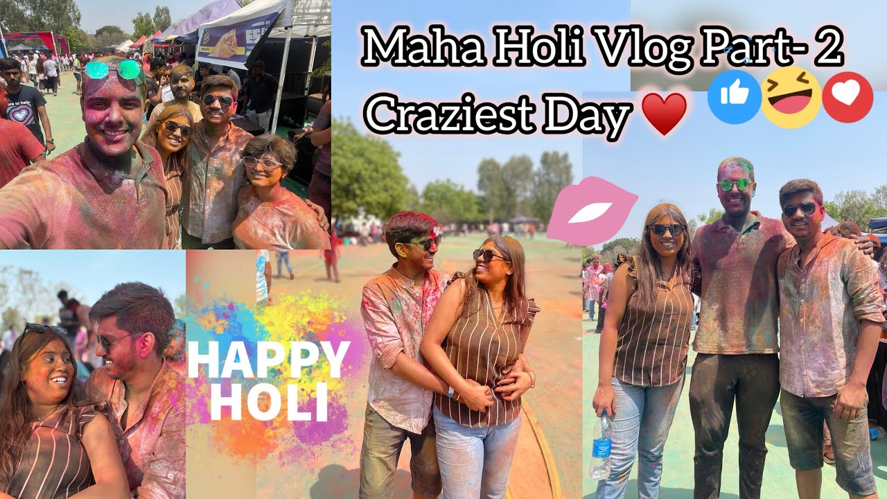 Maha Holi Vlog Part-2| Open Sky Holi Whitefield Bangalore 😍 #advi #djnucleya #couplevlogs #holi2024
