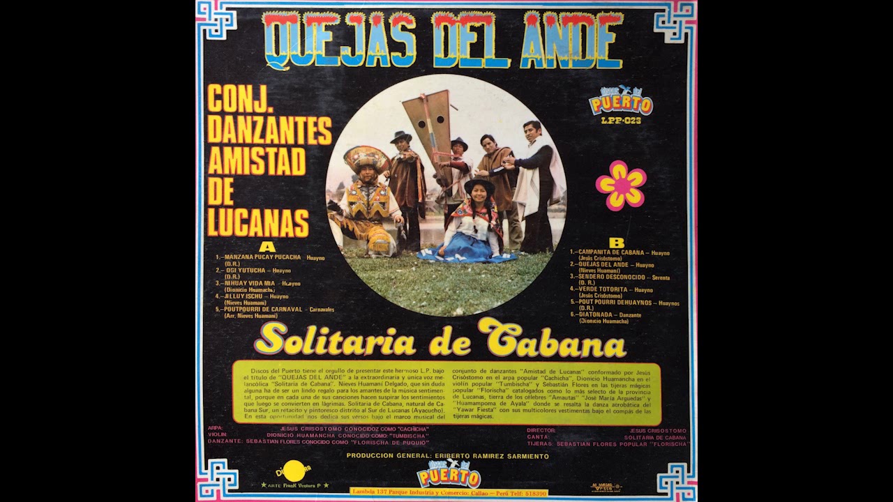 LP SOLITARIA DE CABANA Y EL CONJUNTO DANZANTES AMISTAD DE LUCANAS A