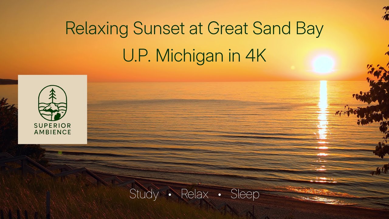 Relaxing Sunset at Great Sand Bay | Lake Superior Wind & Waves in 4K (20 Minutes of Nature)