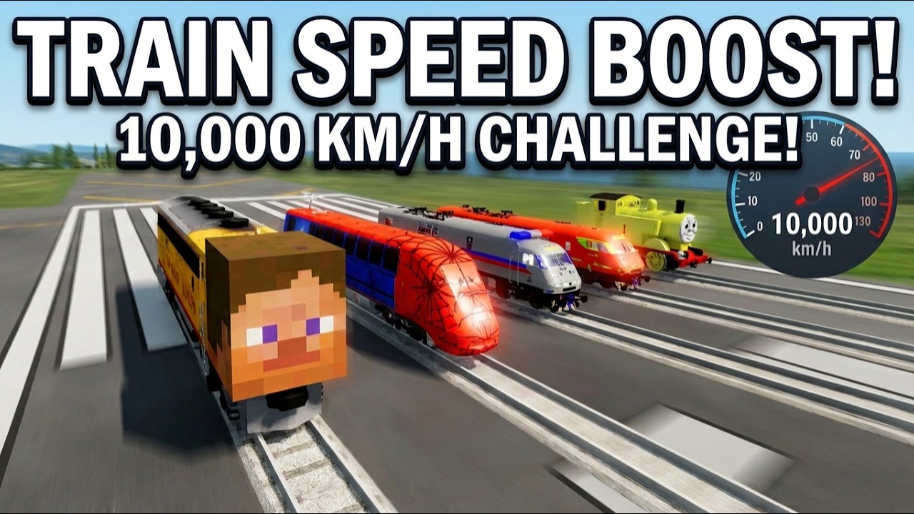 Train Champion Speed Boost Test (200–10000 km/h) – Can It Survive? | BeamNG.drive