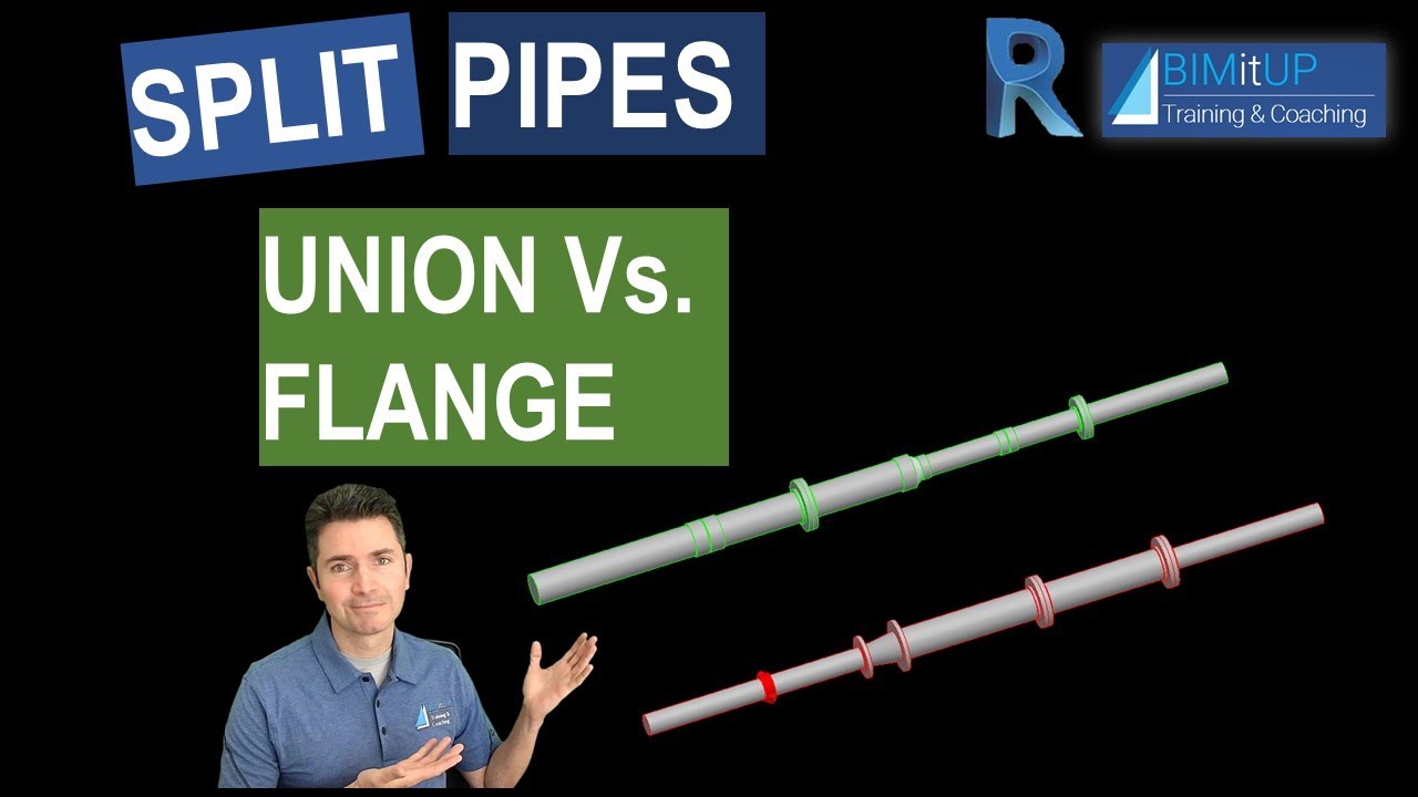 How to Split Pipes in Revit MEP Tutorial - Union Vs. Flange