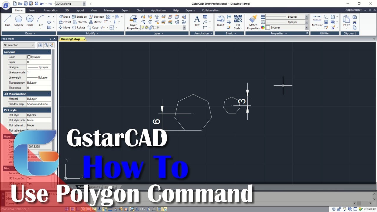 GstarCAD How To Use Polygon Command Tutorial For Beginner