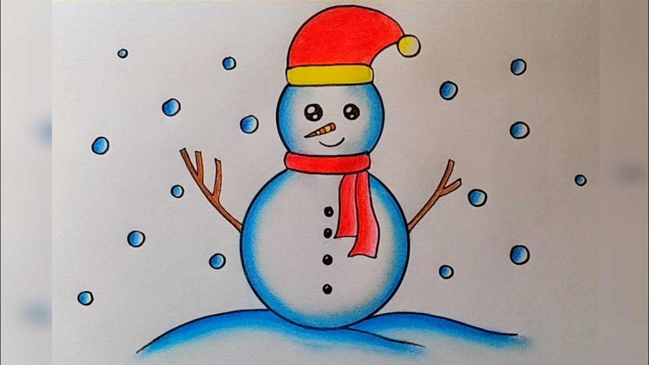 How to draw Snowman step by step| Easy Snowman drawing| Winter season special snowman drawing easy