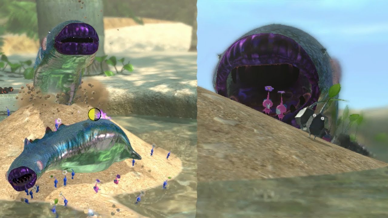 Pikmin 3 Hack: Sandbelching Meerslug texture edit and other testing stuff