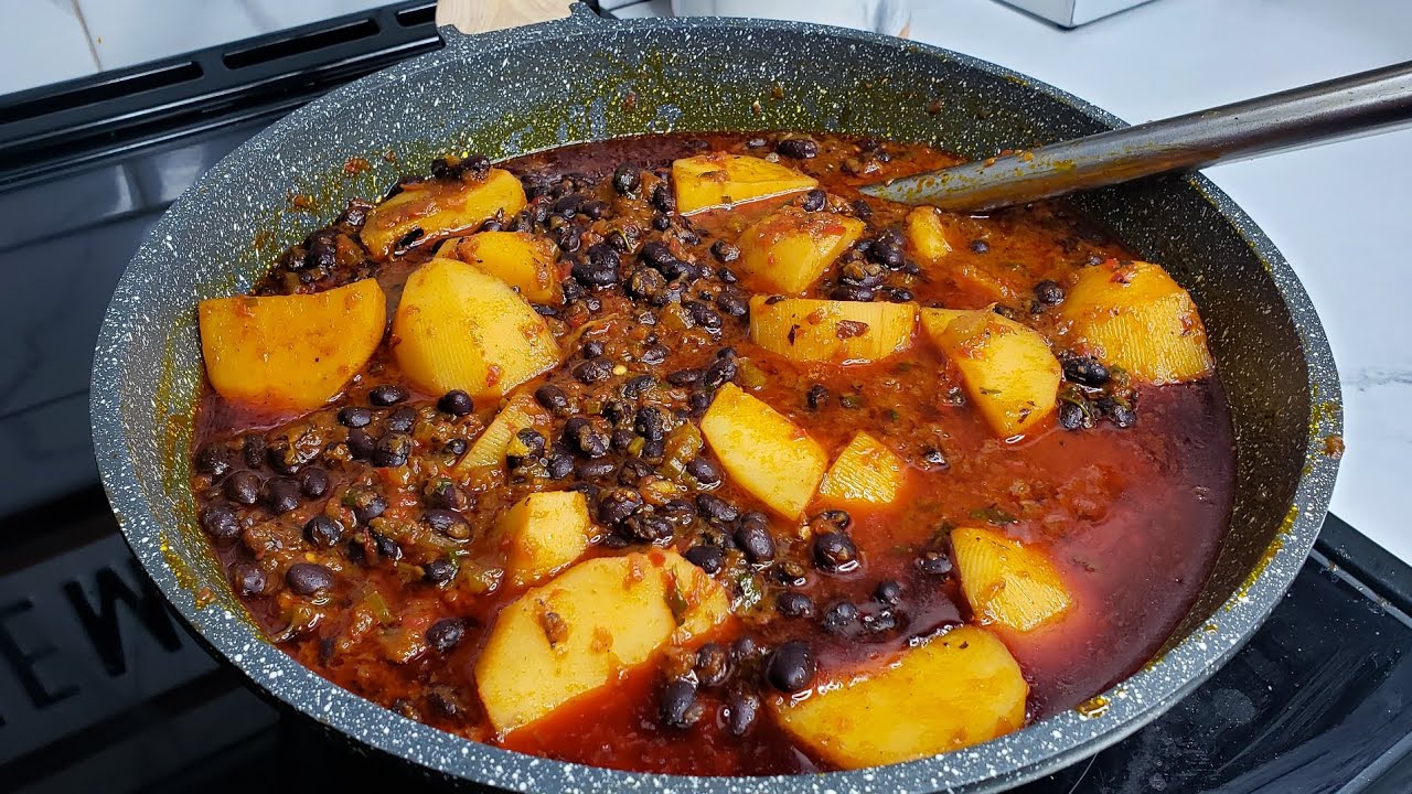 Cameroonian One Pot Beans and Potatoes is the tastiest dish!  You'll not stop eating.
