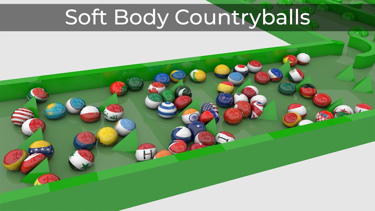 Soft Body Marble Race 3D Countryballs | Slime Marble Race | 64 Countries