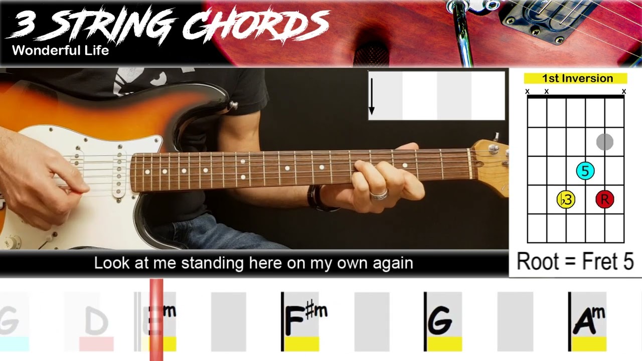Wonderful Life - Black | EASY GUITAR | 3 String Chords