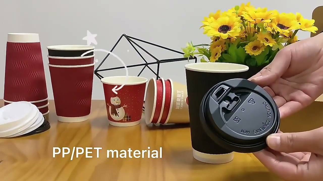 Black ripple wall paper cups