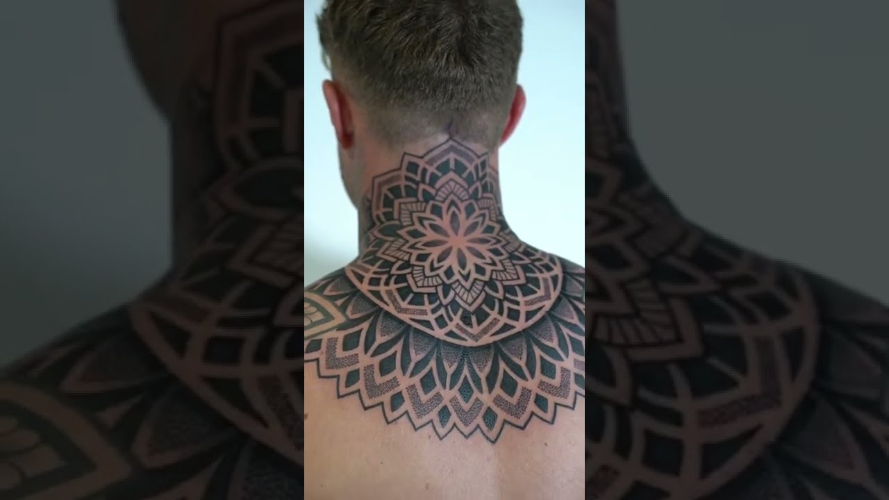 Full back Neck and shoulder tattoo