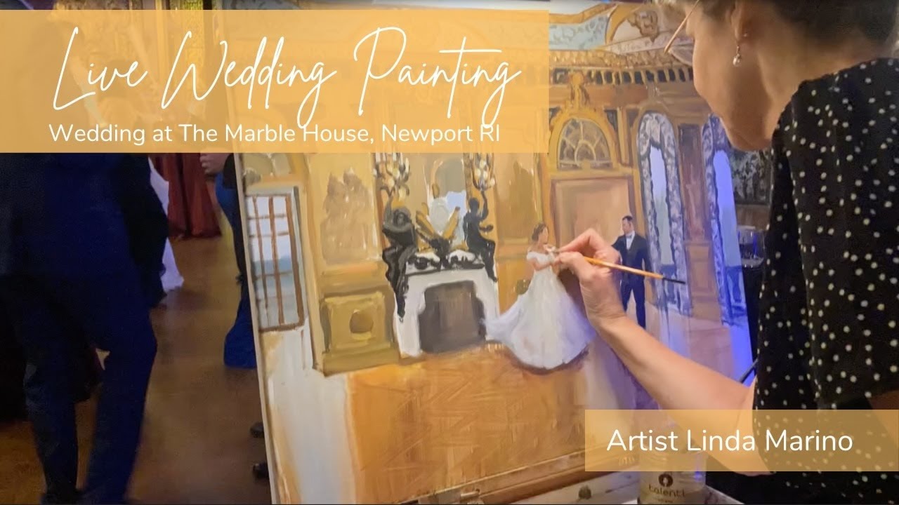 Marble House Newport RI Live Wedding Painting by Linda Marino