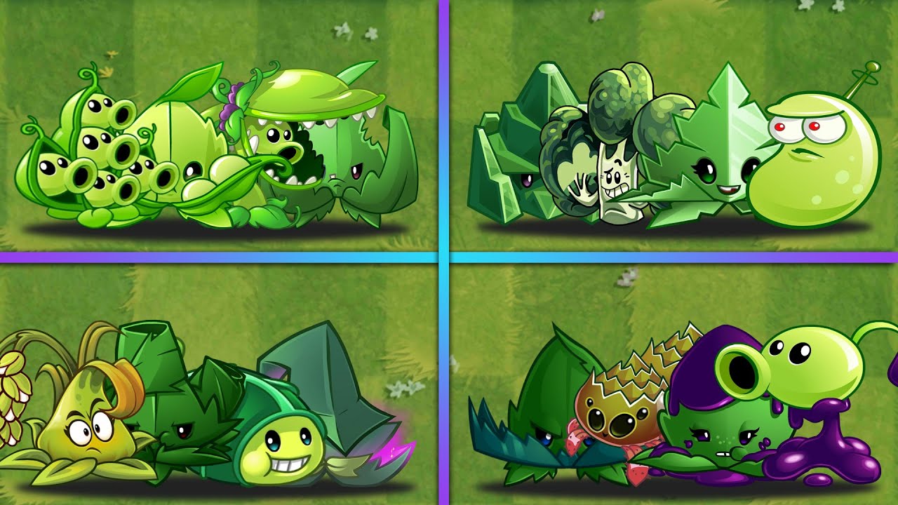 PvZ 2 - SUPER 4 Team GREEN Plants & Mint vs Team Zombie - Who Will Win? - Team Plants Battlez