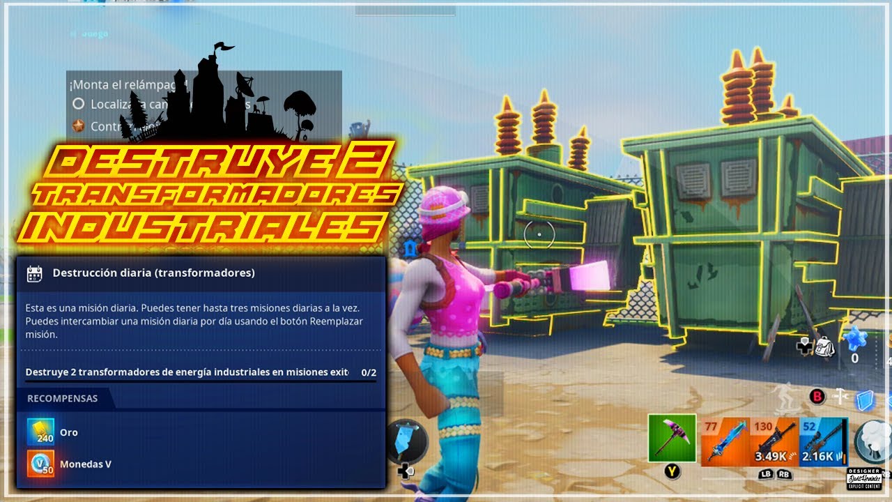 Destruye 2 transformadores industriales de energía en misión exitosa Salvar el Mundo | Fortnite