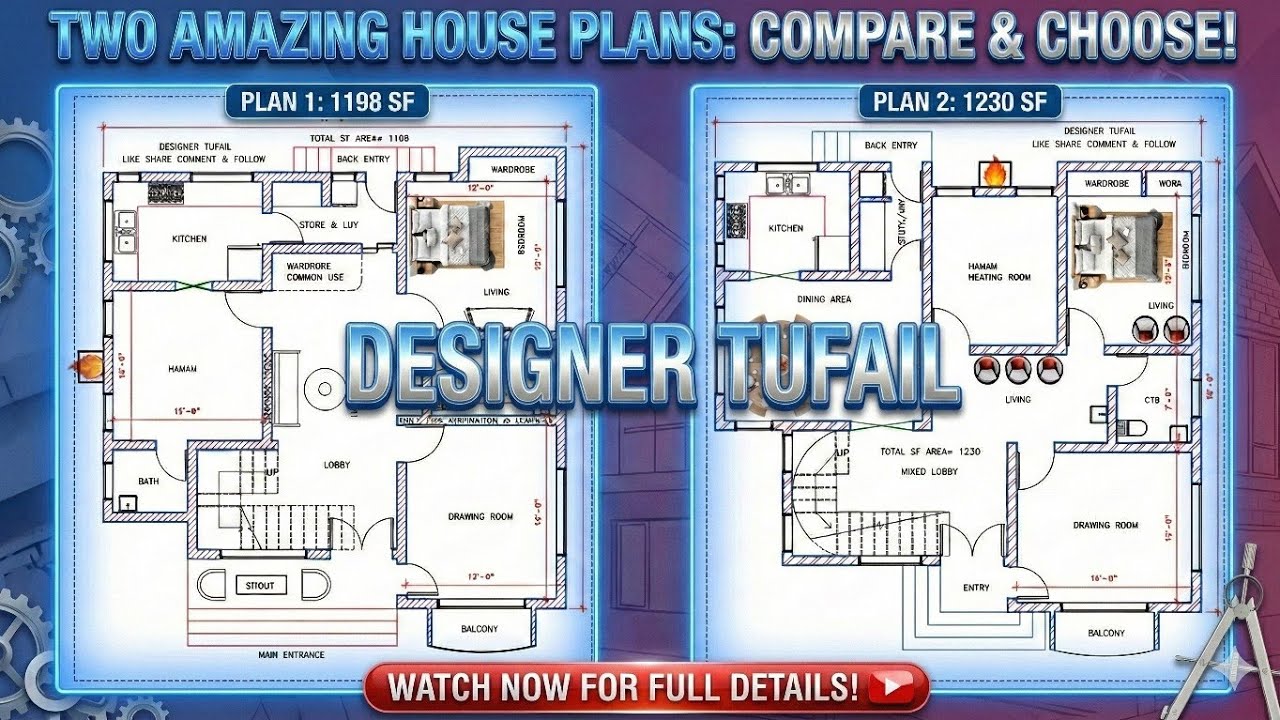 1230Sq Ft House Plan Design & 1198Sq Ft House Plan Design | Complete Floor Plan