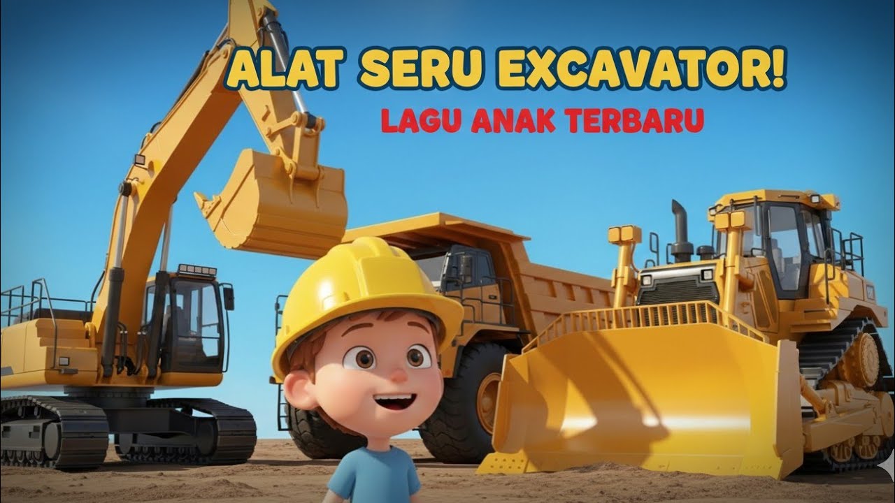 Lagu Anak Kendaraan Berat | Excavator, Dump Truck & Crane untuk Anak
