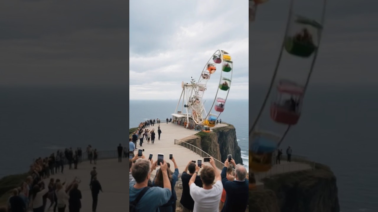 😿Shocking! Cliff ride disaster - the ferris wheel crashed down #shorts #accident #ferriswheel #ride