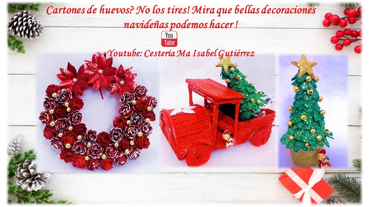 Con cartones de huevo Has estas bellas decoraciones navideñas. Christmas crafts with cardboard boxes