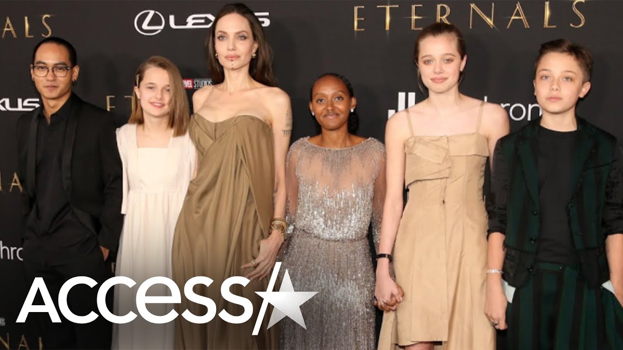 Angelina Jolie's Kids Upcycle Her Fashion For 'Eternals' Premiere