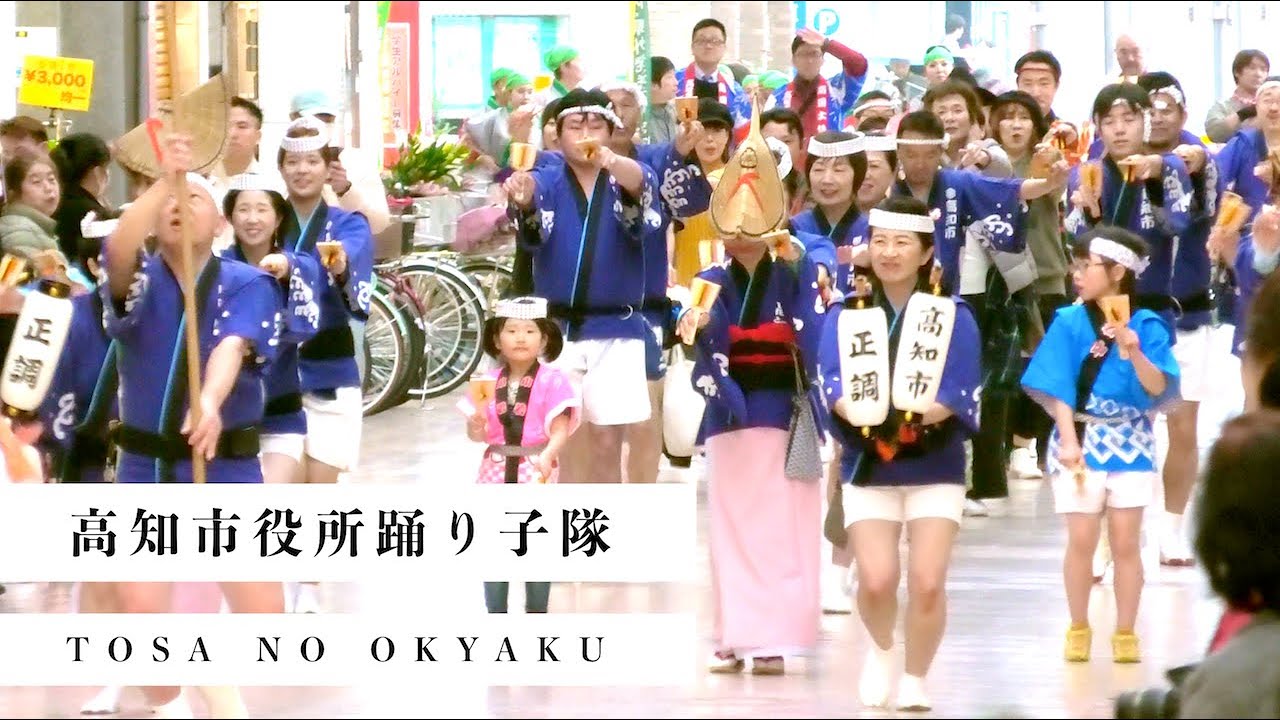 【4K】高知市役所踊り子隊「正調よさこい鳴子踊り」｜土佐のおきゃく よさこい春の舞2019 帯屋町会場