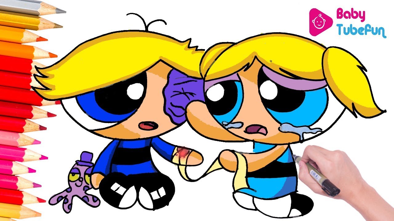 Coloring Powerpuff Girls Rowdyruff Boys Brick Boomer Butch Blossom Bubbles surprise eggs