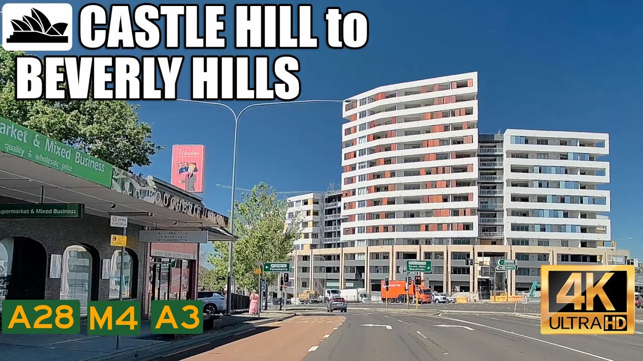 4K Sydney drive: Castle Hill to Beverly Hills via James Ruse Drive, M4 & A3